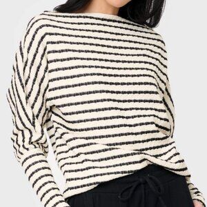 Gibsonlook Slouchy Open Neck Striped Knit Top